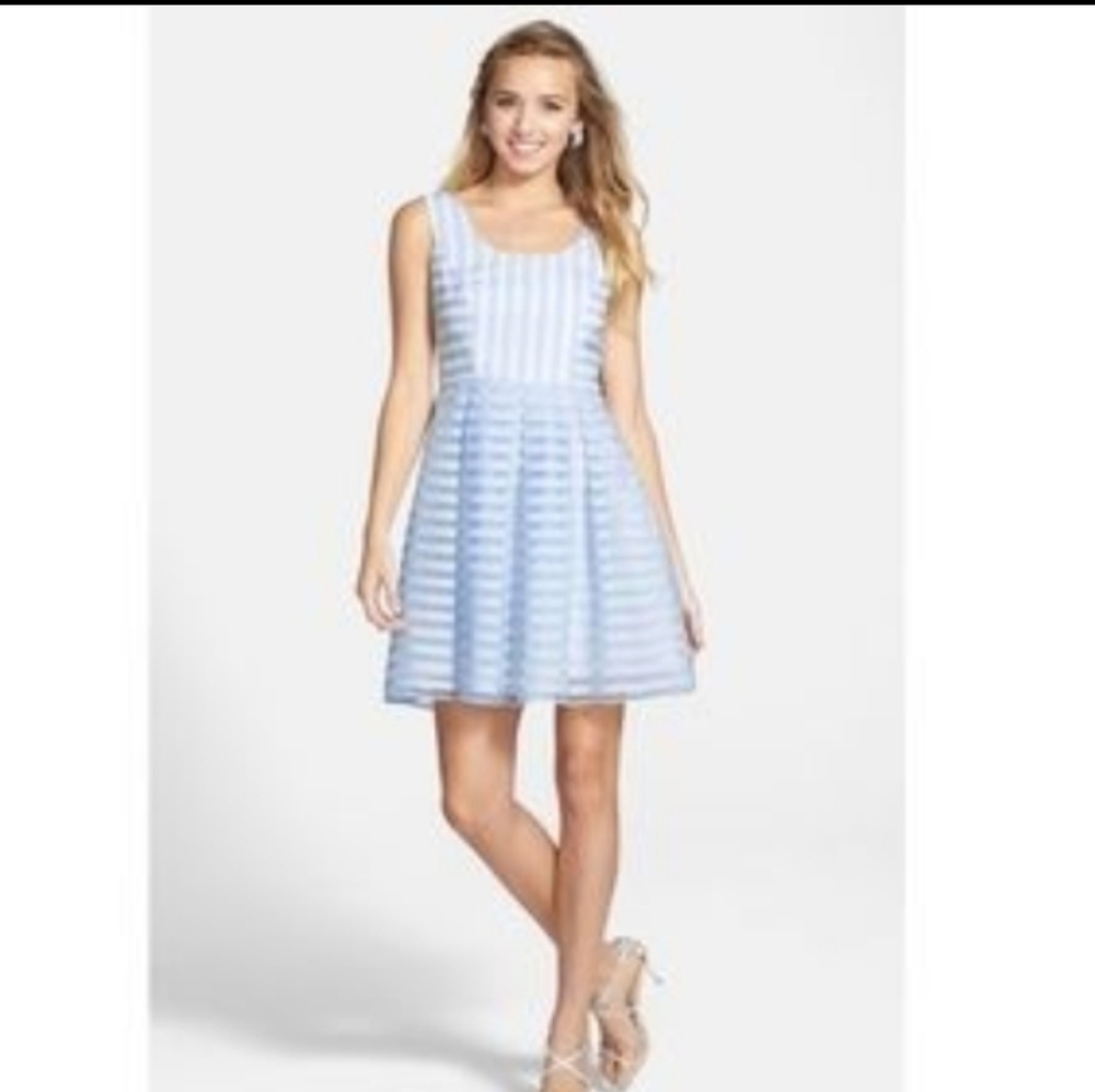 A. drea Striped pleated pink party dress!